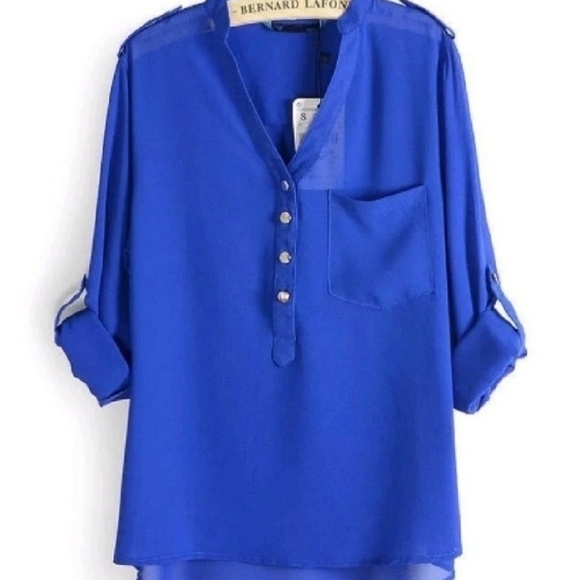 Tops - Brand new! Cadet Blue Blouse Sz Xs